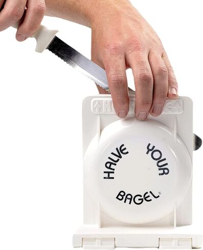 Bagel Slicer, Durable Kitchen Gadgets. Bagel Cutter with Knife for All Bagel Sizes, Dishwasher-Safe Bagel Cutter Slicer for Home, Bakeries, Coffee Shops, & more. (White) in Saudi Arabia