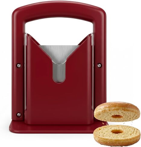 Bagel Slicer, Stainless Steel Kitchen Guillotine Cutter with Safe Grip and Safety Shield for Bagels, Breads, Muffins, Buns, Rolls - Fast, Easy And Safe, White (white) in Saudi Arabia