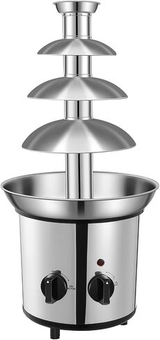 4-Tier Chocolate Fountain Machine with LED, Electric Fondue Fountain for Chocolate, Nacho Cheese & BBQ Sauce, 4LB Capacity for Parties, Weddings & Family Gatherings in Saudi Arabia