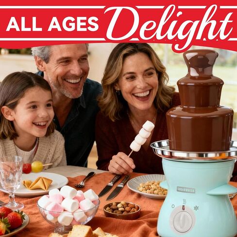 SugarWhisk 3 Tier Mini Chocolate Fountain Machine, Easy to Use & Clean, Great for Parties, Events & Weddings, 22 Oz Capacity, Aqua in Saudi Arabia