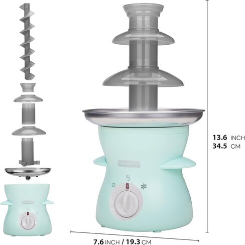 SugarWhisk 3 Tier Mini Chocolate Fountain Machine, Easy to Use & Clean, Great for Parties, Events & Weddings, 22 Oz Capacity, Aqua in Saudi Arabia
