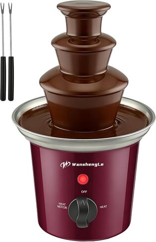 3-Tier Mini Chocolate Fountain, 14oz Small Stainless Steel Chocolate Fondue Fountain, Detachable Chocolate Fondue Machine for Party Night Dip Strawberries - Brown in Saudi Arabia