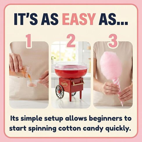 Cotton Candy Maker Kit With 5 Sugars 30 Cones 30 Bags Retro Spinner Machine | Carnival Floss Dessert Appliance Includes Five Flavors Scoops Colorful Party Supplies Birthdays Nostalgia Treat Station in Saudi Arabia