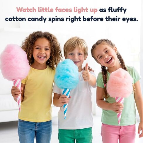 Cotton Candy Maker Kit With 5 Sugars 30 Cones 30 Bags Retro Spinner Machine | Carnival Floss Dessert Appliance Includes Five Flavors Scoops Colorful Party Supplies Birthdays Nostalgia Treat Station in Saudi Arabia