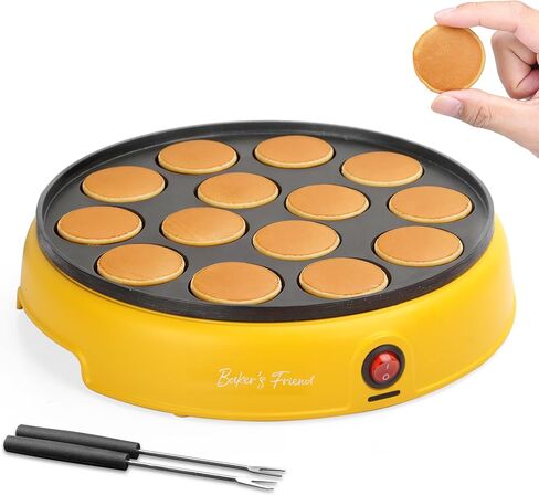 Baker's Friend Mini Pancakes Maker Machine, Dutch Mini Pancake Griddle, 14 Holes Electric Poffertjes Pan, Ideal for Breakfast, Snacks, Desserts & More in Kuwait
