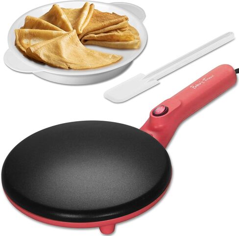 Baker's Friend Instant Crepe Maker with Handle, Electric Crepe Maker Machine, Crepera Electrica, 8 Inch Non-stick Cooking Surface, Raspberry Red in Kuwait