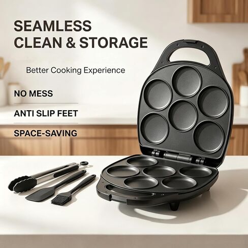 1400W Electric Arepa Maker, Non-Stick Tostiarepa With Complete Kit | Includes Brush, Spatula & Tongs, 1400W Fast Heating With Non-Stick Plates For Arepas, Tostiarepa & Mini Pancakes in Saudi Arabia