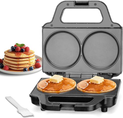 SugarWhisk Double Mini Pancakes Maker Machine, Arepa Maker, Electric Pancake Maker Griddle, Ideal for Pancakes, Cookies, Eggs, Arepas & Breakfast Sandwiches, White, 4 Inch in Saudi Arabia