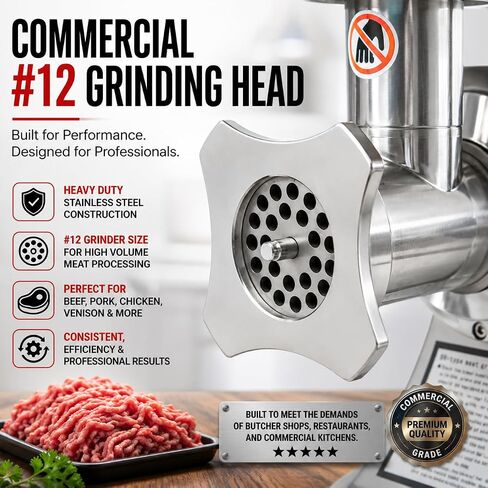 Barton Commercial #12 Electric Meat Grinder, 1100W Stainless Steel Meat Mincer & Sausage Stuffer with Stainless Steel Cutting Blade for Beef, Pork, Venison, Chicken & Home or Commercial Use in Saudi Arabia