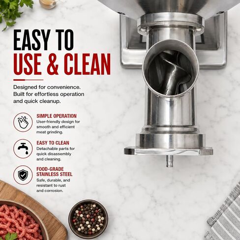 Barton Commercial #12 Electric Meat Grinder, 1100W Stainless Steel Meat Mincer & Sausage Stuffer with Stainless Steel Cutting Blade for Beef, Pork, Venison, Chicken & Home or Commercial Use in Saudi Arabia