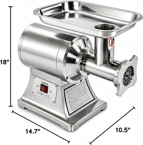 Barton Commercial #12 Electric Meat Grinder, 1100W Stainless Steel Meat Mincer & Sausage Stuffer with Stainless Steel Cutting Blade for Beef, Pork, Venison, Chicken & Home or Commercial Use in Saudi Arabia