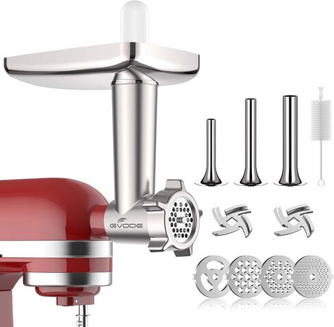 GVODE Metal Meat Grinder Attachment for KitchenAid Stand Mixer,Food Grinder | Meat Grinder for Kitchen Aid Includes 4 Grinding Plates, 3 Sausage Stuffer Tubes, 2 Grinding Blades in Saudi Arabia