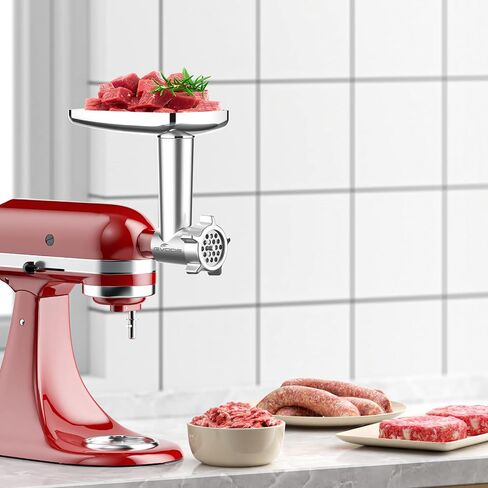 GVODE Metal Meat Grinder Attachment for KitchenAid Stand Mixer,Food Grinder | Meat Grinder for Kitchen Aid Includes 4 Grinding Plates, 3 Sausage Stuffer Tubes, 2 Grinding Blades in Saudi Arabia
