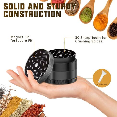 2.5-Inch Grinder Kitchen Spice Gadget in (Black) | Spice Grinding, Compact Size, Kitchen Tool, Black Finish, Manual Grinder in Saudi Arabia