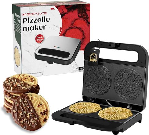 Pizzelle Maker Machine, Mini Non-stick Electric Pizzelle Cookie Baker for Holiday, Party, Treat (Ceramic Coating, 2 * 4") (ceramic coating) | Ceramic Coating, 2 * 4", for Holiday, Party, Treat in Saudi Arabia
