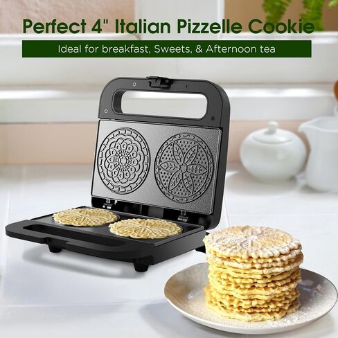 Pizzelle Maker Machine, Mini Non-stick Electric Pizzelle Cookie Baker for Holiday, Party, Treat (Ceramic Coating, 2 * 4") (ceramic coating) | Ceramic Coating, 2 * 4", for Holiday, Party, Treat in Saudi Arabia