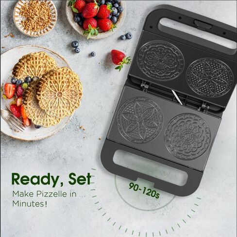 Pizzelle Maker Machine, Mini Non-stick Electric Pizzelle Cookie Baker for Holiday, Party, Treat (Ceramic Coating, 2 * 4") (ceramic coating) | Ceramic Coating, 2 * 4", for Holiday, Party, Treat in Saudi Arabia