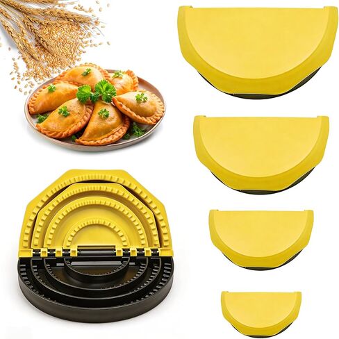 4-in-1 Tortilla Sealer Crimper, Empanada and Dumpling Maker Press | Make Tortillas, Dumplings & More, Easy-Clean Food-Grade Plastic Tool, User Manual Included, Yellow-Black in Saudi Arabia