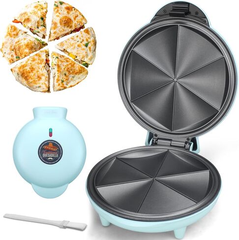 Baker's Friend Electric Quesadilla Maker with Extra Stuffing Design, 9.5 Inch with Easy Slice 6 Wedge, Non Stick Surface, Non-Slip Feet, Grilled Cheese Maker Machine, Graphite Black in Kuwait