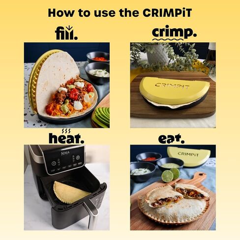 CRIMPiT Large Tortilla Sealer - For 10-12" Flour Tortillas | Make Sealed Tacos, Quesadillas, Burritos & More | Mess-Free Meals in Seconds | BPA-Free, Dishwasher Safe | Made in UK & USA in Saudi Arabia