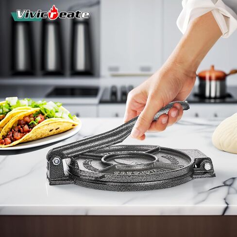 Vivicreate Tortilla Press 7.5 Inch Cast Iron Tortilla Maker Heavy Duty Tortilla Press Maker for Corn Tortillas Street Tacos Roti Chapati Dumpling Wrappers Empanadas Black in Saudi Arabia