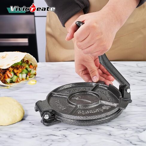 Vivicreate Tortilla Press 7.5 Inch Cast Iron Tortilla Maker Heavy Duty Tortilla Press Maker for Corn Tortillas Street Tacos Roti Chapati Dumpling Wrappers Empanadas Black in Saudi Arabia