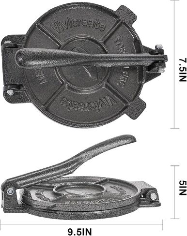 Vivicreate Tortilla Press 7.5 Inch Cast Iron Tortilla Maker Heavy Duty Tortilla Press Maker for Corn Tortillas Street Tacos Roti Chapati Dumpling Wrappers Empanadas Black in Saudi Arabia