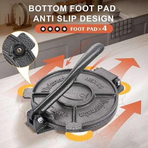 Vivicreate Tortilla Press 7.5 Inch Cast Iron Tortilla Maker Heavy Duty Tortilla Press Maker for Corn Tortillas Street Tacos Roti Chapati Dumpling Wrappers Empanadas Black in Saudi Arabia