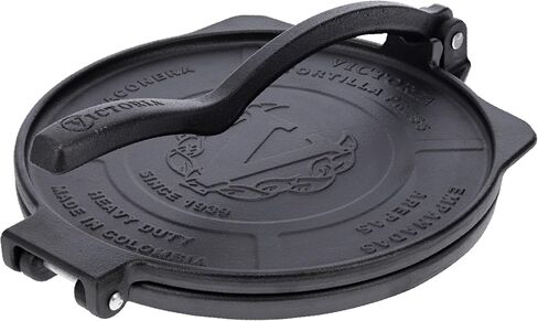 Victoria 10-Inch Cast Iron Tortilla Press HD Spherrous Iron | Commercial-Grade, Roti Press, Pataconera, Seasoned with Flaxseed Oil, Made in Colombia in Saudi Arabia