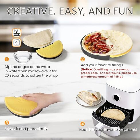 Tortilla Crimper, Tortilla Sealer, 10-12"IN Flour Tortilla Press | BPA-Free, Dishwasher Safe, Heavy Duty Taco, Quesadilla & Empanada Maker, Tortilla Wrap Sealer, Cutter for Burritos & Sandwiches in Saudi Arabia