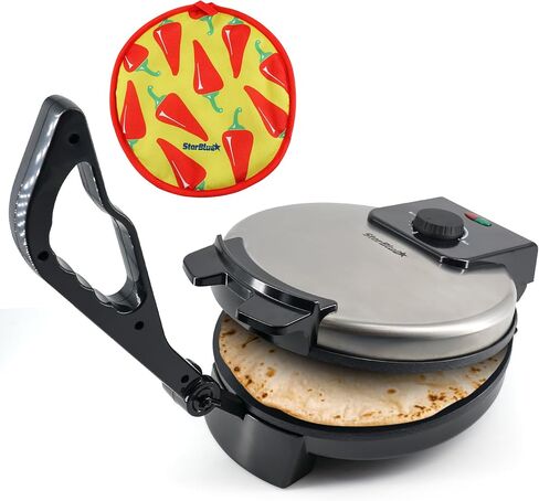 10inch Roti Maker by StarBlue with FREE Roti Warmer and Removable Handle - The automatic Stainless Steel Non-Stick Electric machine to make Indian style Chapati, Tortilla, Roti AC 110V 50/60Hz 1200W in Saudi Arabia