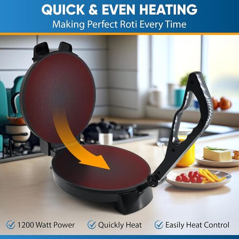 10inch Roti Maker by StarBlue with FREE Roti Warmer and Removable Handle - The automatic Stainless Steel Non-Stick Electric machine to make Indian style Chapati, Tortilla, Roti AC 110V 50/60Hz 1200W in Saudi Arabia