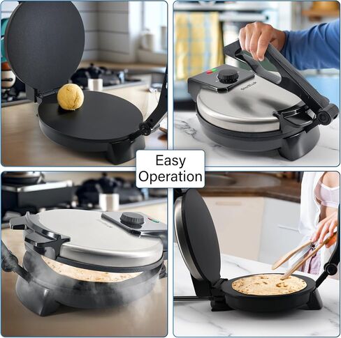 10inch Roti Maker by StarBlue with FREE Roti Warmer and Removable Handle - The automatic Stainless Steel Non-Stick Electric machine to make Indian style Chapati, Tortilla, Roti AC 110V 50/60Hz 1200W in Saudi Arabia