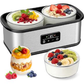 Yogurt Maker with 48H Timer and 68-127℉ Temperature Control, Yogurt Maker Machine with 8 Glass Jars, Automatic shutdown to Make Healthy Yogurt with Full Probiotics in Saudi Arabia