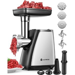 AAOBOSI Meat Grinder, 4-In-1 Meat Grinder Electric [2800W Max] with 3 Slice, Shred Blades,2 Blades,3 Plates,Sausage Stuffer,Kubbe Kit, for Home Kitchen Use, Stainless Steel in Saudi Arabia