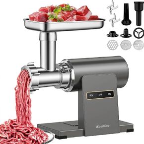 Electric Meat Grinder for Home Use, 2800W Peak Power, Heavy Duty Metal Body with Auto-Reverse, 2 Blades & 3 Grinding Plates, Sausage Stuffer & Kibbeh Kit, Easy Clean, White in Saudi Arabia