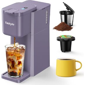 Tastyle Mini Single Serve Hot and Iced Coffee Maker for K Cup and Ground | 6 to14 Oz Brew Sizes, with Recipe Book, for Home, Travel, RV, Office and Dorm, 120V, K310IC, 2.0 version, Classic Black in Saudi Arabia
