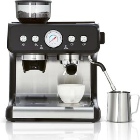 20 Bar Espresso Machine with Grinder & Steam Wand, Stainless Coffee Maker | 20 Bar Pressure; 2.8L Removable Tank; Conical Burr Grinder; Milk Steam Wand; Intelligent Temp Control; Home/Office Use. in Saudi Arabia