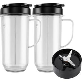 5-piece Magic Bullet Blender Cups, Tall 22oz Cup with Flip-Top To-Go Lid, Cross Blade, Blender Replacement Parts, Mug with Handle Compatible with Magic Bullet 250w MB1001 in Saudi Arabia