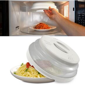 HOVER COVER Magnetic Microwave Splatter Cover - 12-Inch Collapsible - Gray | High Power, Stronger Magnetic Grip, BPA-Free Lid, Vented Plate Guard with Steam Vents, Dishwasher Safe, Space-Saving Storage in Saudi Arabia