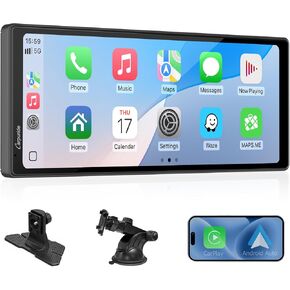 CARPURIDE 10.26 Inch Wireless/Wired Apple CarPlay Android Auto Mirror Link | 1600 * 600 IPS Touch Screen Portable Car Stereo, Bluetooth Audio, Siri, Navigation Car Screen for All Vehicles in Saudi Arabia