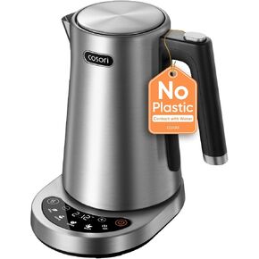 Cosori Stainless Steel Electric Kettle with Temperature Control, 1.7L | No Plastic Contact with Water, 5 Presets, ±5°F Temp Control, 60-Min Keep Warm, Dual Lid Opening, Tea, Coffee & Hot Water in Saudi Arabia