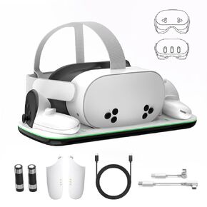 Charging Dock Compatible with Meta Quest 3/3S, Magnetic Fast Charging | With 2 Rechargeable Batteries, Charging Protection, Compatible with VR Headset Controller Accessories, Closable LED Indicator in Saudi Arabia