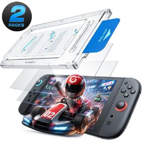 Mumba Screen Protector for Nintendo Switch 2 with Auto-Alignment Kit, 2 Pack 9H Tempered Glass Ultra-Thin Transparent HD Clear, Scratch and Crack Resistant, Case-Friendly, Bubble-Free Easy Install in Kuwait