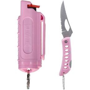 Police Magnum Belt Clip Pepper Spray Combo Safety Kit- Maximum Heat Strength OC with Pink Pocket Knife Self Defense- Made in The USA- 1 Pack Soft Pink H.S & PNK KNF in Saudi Arabia