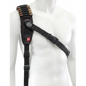 Stalker Rifle Sling with Swivels | Comfortable Neoprene Padded Gun Strap with Bullet Holders | Adjustable, Non-Slip Crossbow Strap | Secures Your Gun on Your Back | Hands-Free Convenience - Black in Saudi Arabia