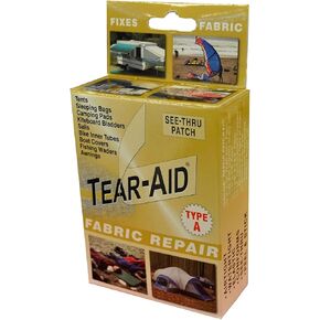 TEAR-AID Fabric Repair Kit, Type A Clear Patch for Canvas, Fiberglass, Leather, Polyester, Nylon & More, Gold Box, 2 Pack | Nylon & More in Kuwait