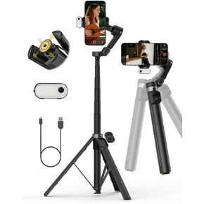AOCHUAN Smart V3 70.9" Gimbal Stabilizer for iPhone w/AI Tracking Module | Remote Control & One-Touch Open Tripod for Phone Gimbal, 360° Pan Rotation Gimbal w/51" Extension Rod for Shooting,Fill Light in Saudi Arabia
