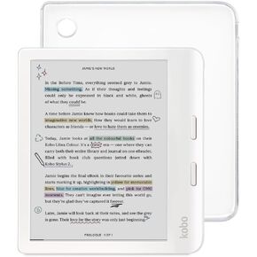 Kobo Libra Colour White eReader & Clear Case Bundle | 7" Glare-Free Colour E Ink Kaleido 3 Display | Dark Mode Option | Waterproof | Slim & Lightweight Clear Case in Saudi Arabia
