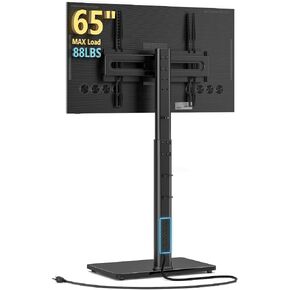 Universal Floor TV Stand with Mount 70 Degree Swivel 9 Level Height Adjustable and Space Saving Design for Most 27 to 65 inch LCD, LED OLED TVs, Perfect for Corner & Bedroom White AX1006TW in Kuwait